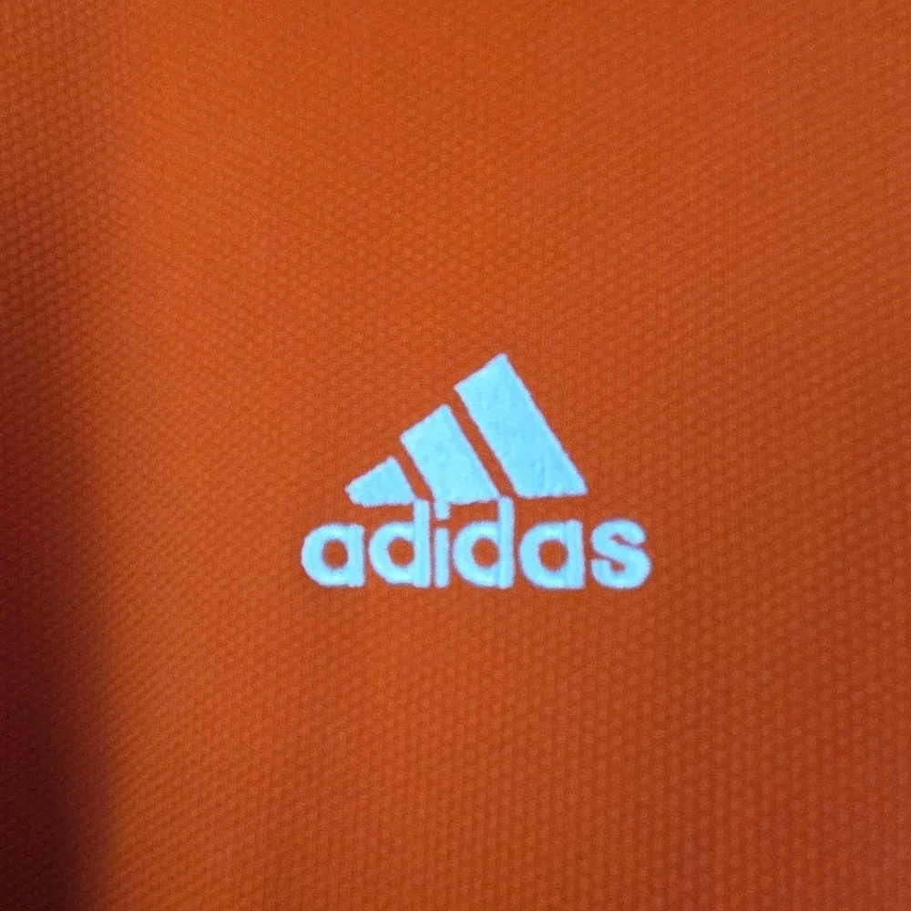 Adidas Golf Polo Shirt Mens Medium Orange 3-Stripes Short Sleeve ClimaCool‎